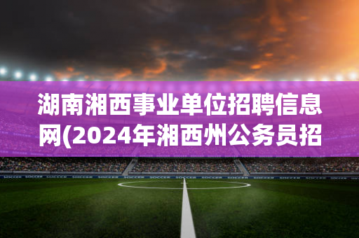 湖南湘西事业单位招聘信息网(2024年湘西州公务员招聘公告)